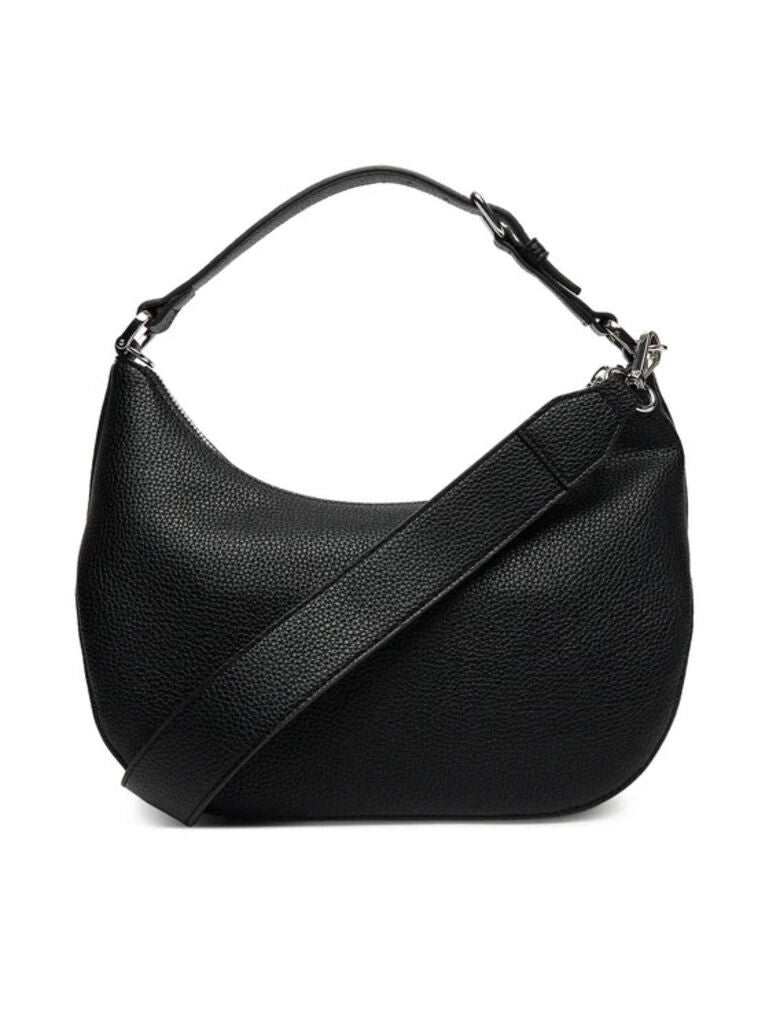Black Textured Shoulder Bag with Adjustable Handle