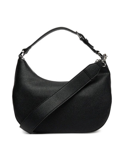 Black Textured Shoulder Bag with Adjustable Handle