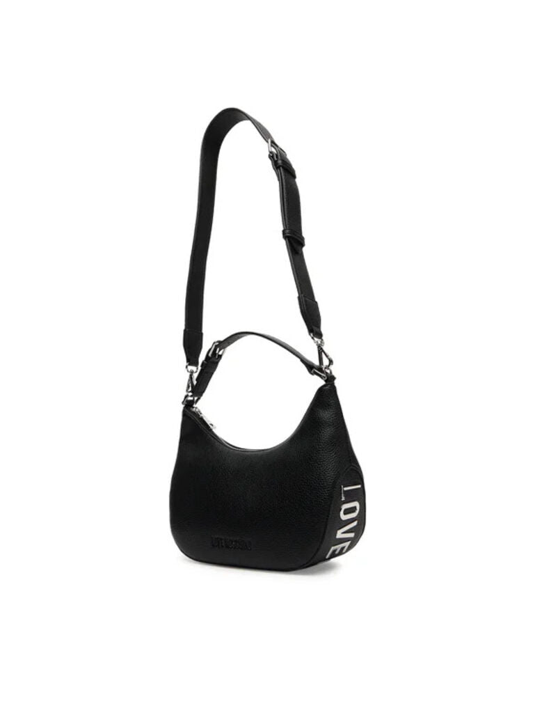 Black Textured Shoulder Bag with Adjustable Handle