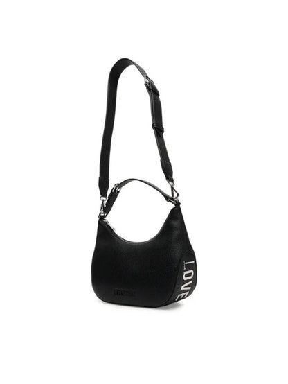 Black Textured Shoulder Bag with Adjustable Handle