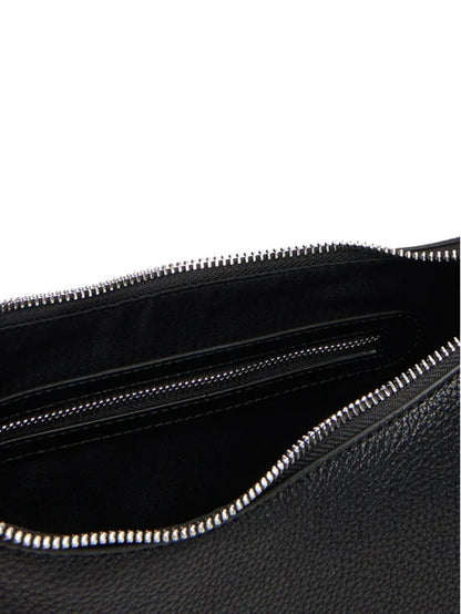 Black Textured Shoulder Bag with Adjustable Handle
