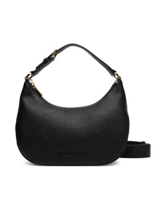 Black Textured Shoulder Bag with Adjustable Strap