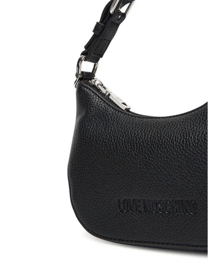Black Textured Leatherette Small Shoulder Bag