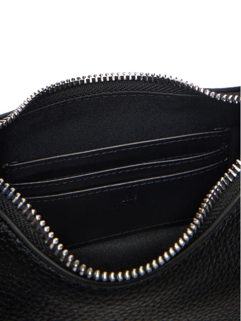 Black Textured Leatherette Small Shoulder Bag