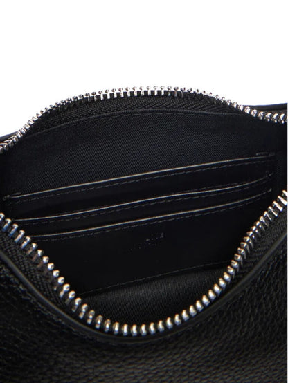 Black Textured Leatherette Small Shoulder Bag