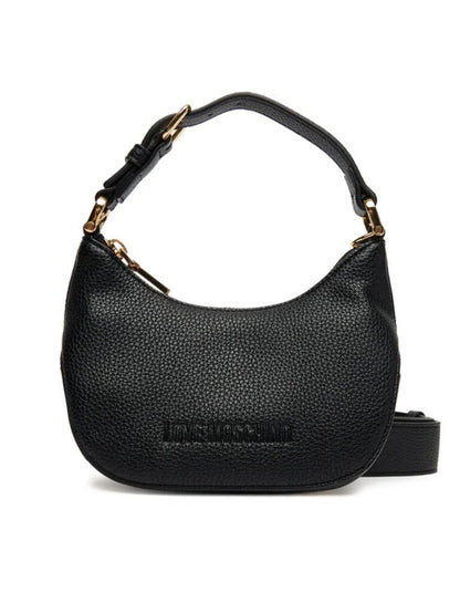 Black Textured Mini Shoulder Bag with Adjustable Strap