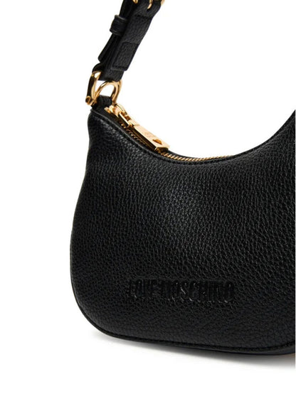 Black Textured Mini Shoulder Bag with Adjustable Strap