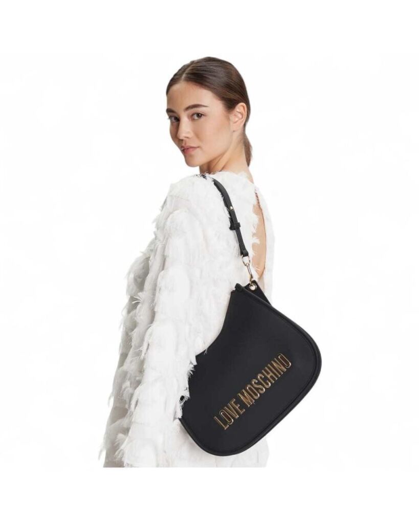 Black Nylon Crossbody Bag with Logo Detail