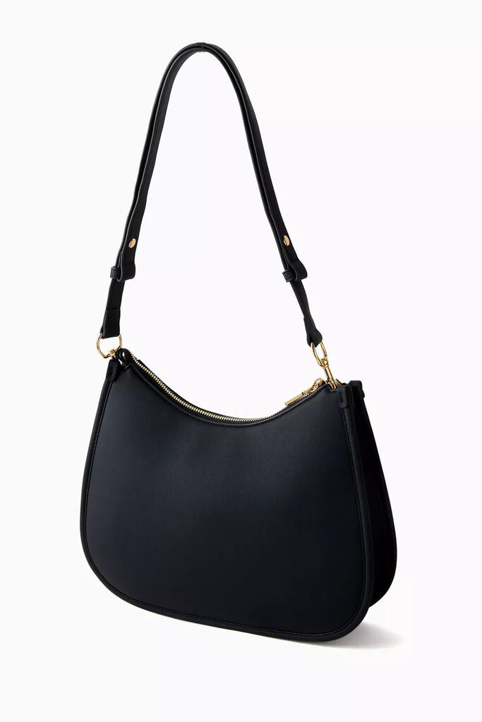 Black Nylon Crossbody Bag with Logo Detail