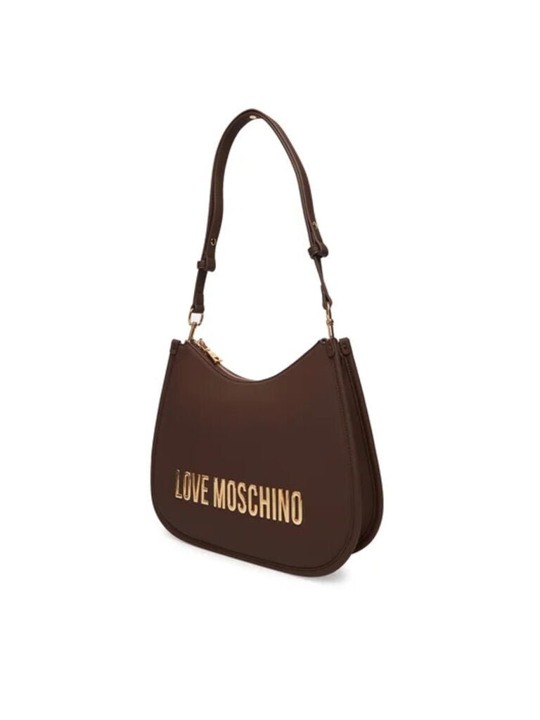 Brown Structured Embossed Shoulder Bag