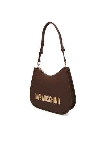 Brown Structured Embossed Shoulder Bag