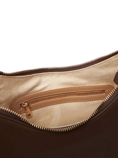 Brown Structured Embossed Shoulder Bag