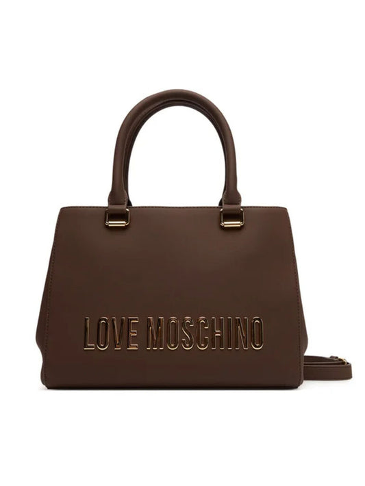 Brown Logo Embossed Tote Bag with Dual Handles