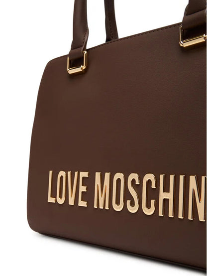 Brown Logo Embossed Tote Bag with Dual Handles