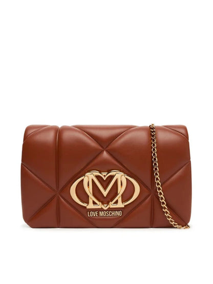 Brown Quilted Crossbody Bag with Logo Accent