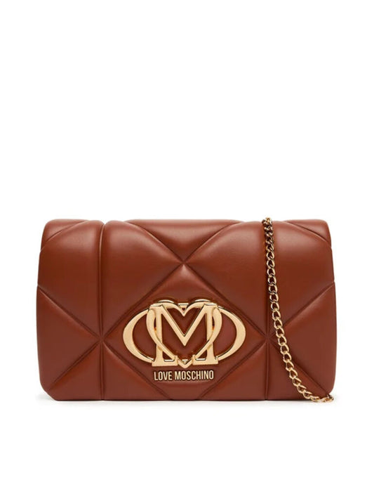 Brown Quilted Crossbody Bag with Logo Accent