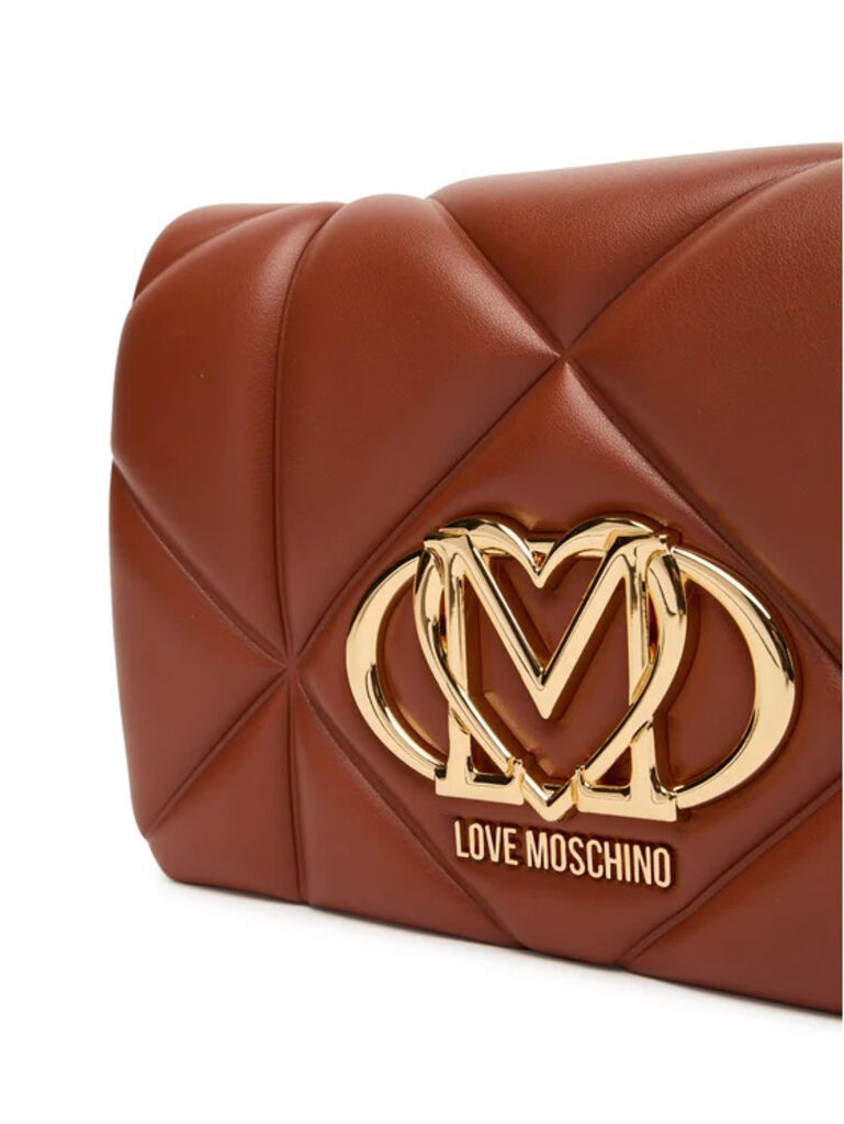 Brown Quilted Crossbody Bag with Logo Accent