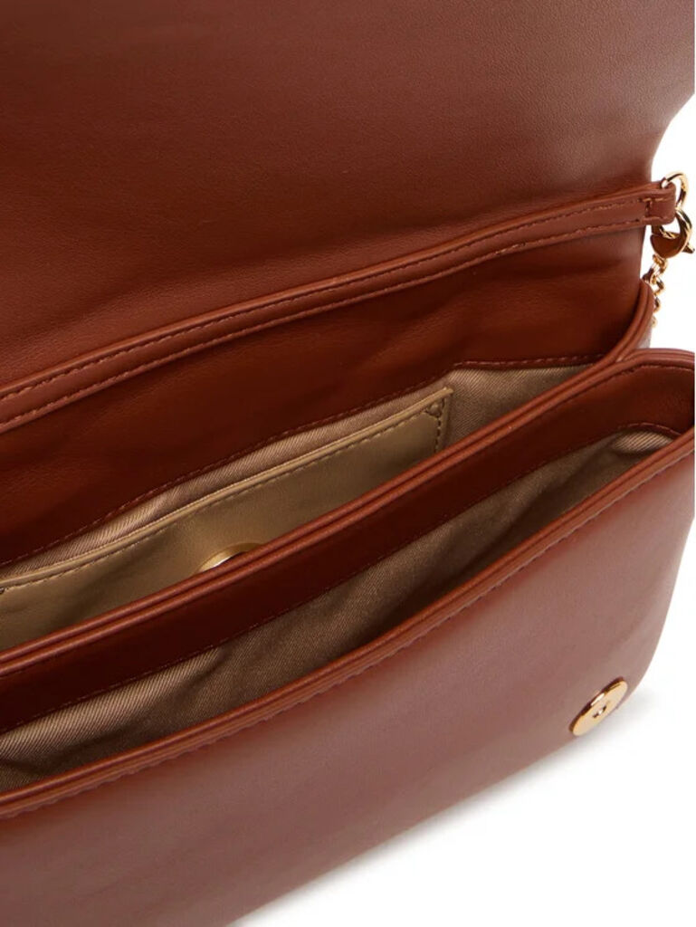 Brown Quilted Crossbody Bag with Logo Accent