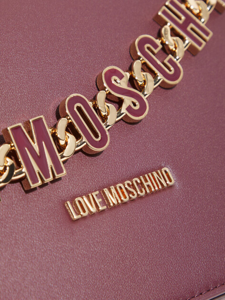 Plum Faux Leather Crossbody Bag with Gold Chain Accent