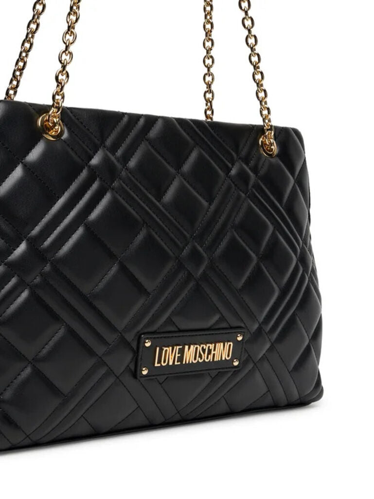 Black Quilted Tote Bag with Chain Straps