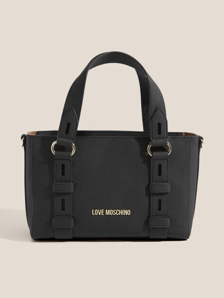 Black Structured Tote with Adjustable Straps