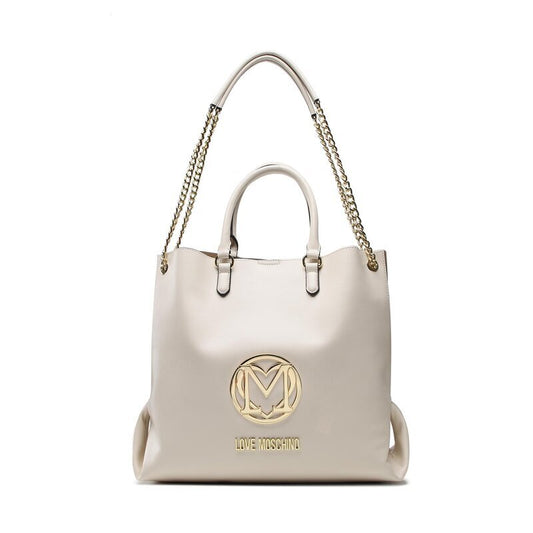 Ivory Logo Tote Bag with Chain Straps