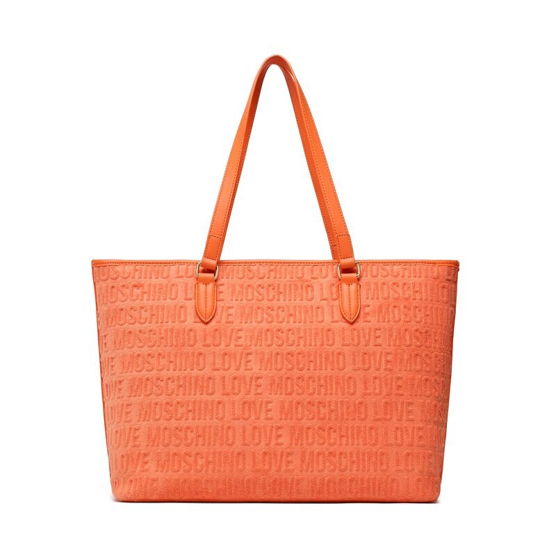 Orange Embossed Tote Bag with Logo Detail
