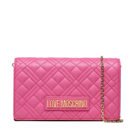 Pink Quilted Crossbody Bag with Gold Chain