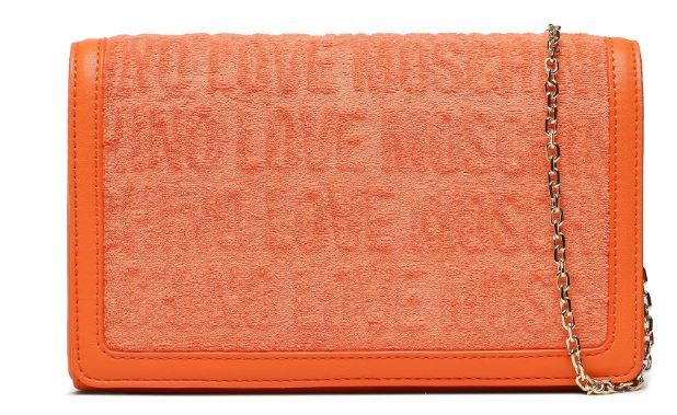 Orange Textured Crossbody Bag with Chain Strap