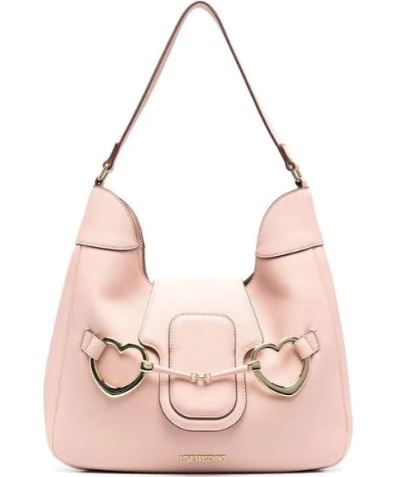 Blush Pink Hobo Bag with Heart Accents