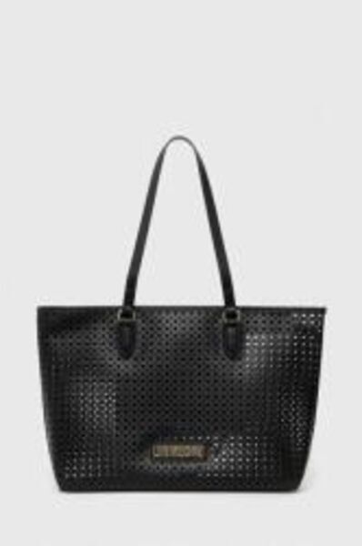 Black Perforated Tote Bag with Elegant Handles