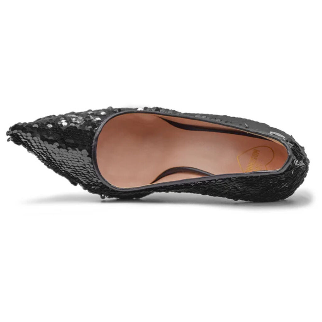 Black Sequin Stiletto with Heart Detail