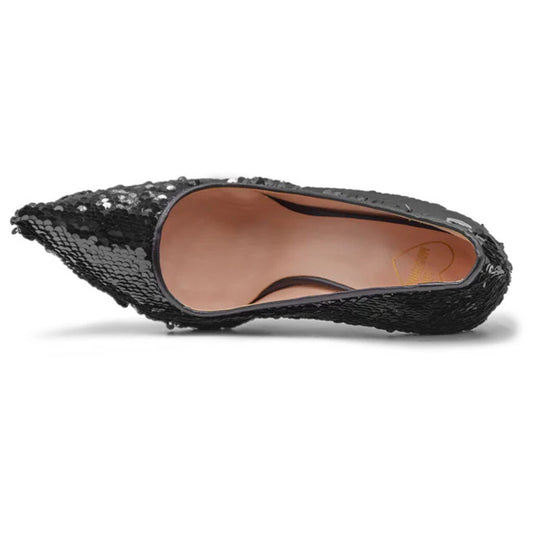 Black Sequin Stiletto with Heart Detail