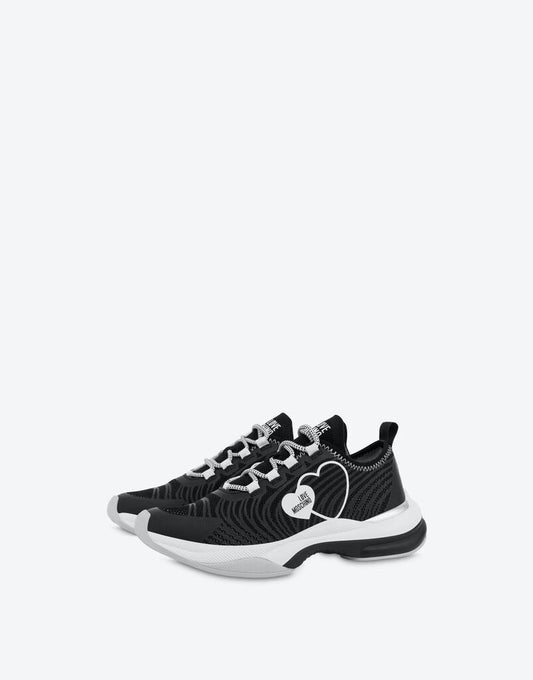 Black Mesh Sneakers with Heart Detail