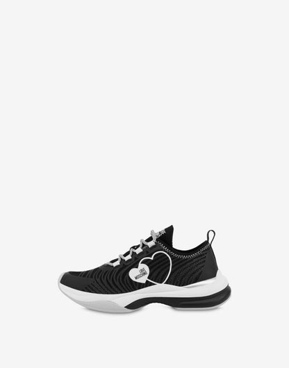 Black Mesh Sneakers with Heart Detail