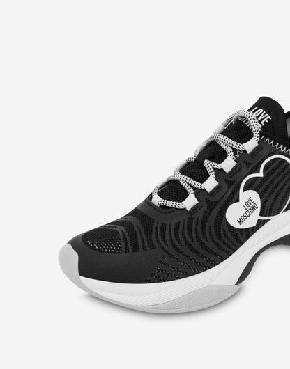 Black Mesh Sneakers with Heart Detail