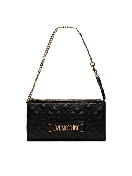 Black Quilted Shoulder Bag with Chain Strap