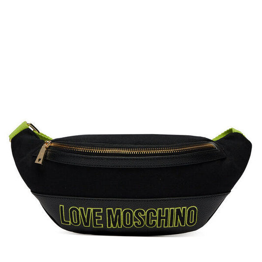 Black Canvas Belt Bag with Logo Embroidery