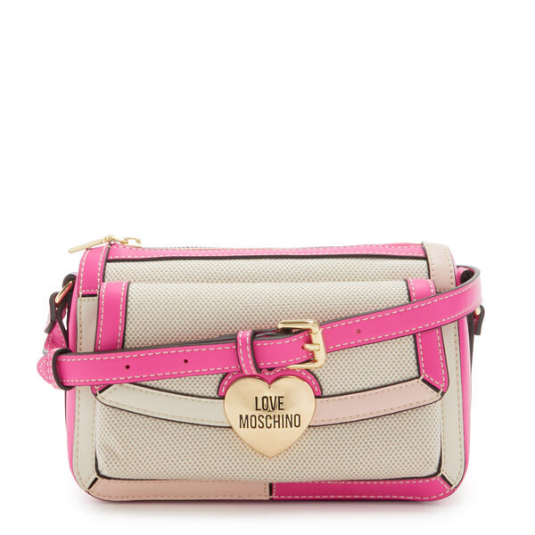 Pink Colorblock Crossbody Bag with Heart Charm