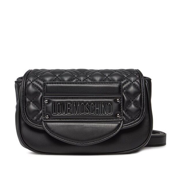 Black Quilted Crossbody Bag with Logo Detail