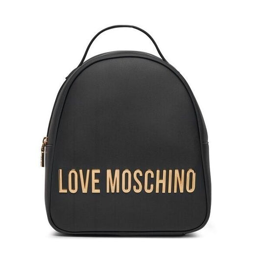 Black Backpack with Gold Logo Detail