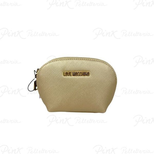 Gold Textured Mini Pouch with Zip Closure