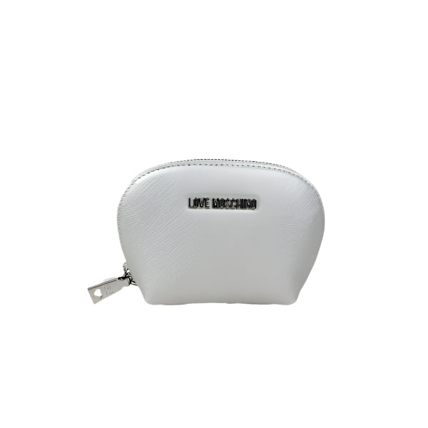 White Saffiano Coin Purse with Logo Accent