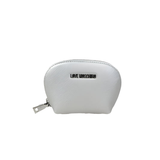 White Saffiano Coin Purse with Logo Accent
