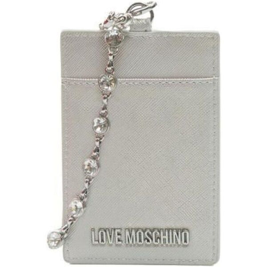 Silver Textured Card Holder with Chain Detail