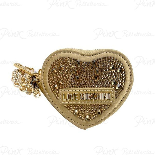 Gold Embellished Heart Coin Purse with Chain