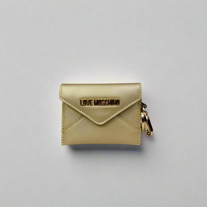 Gold Textured Wallet with Embellished Logo