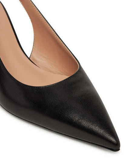 Black Slingback Pumps with Heart Accent