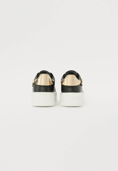 Black Platform Sneaker with Gold Chain Accent