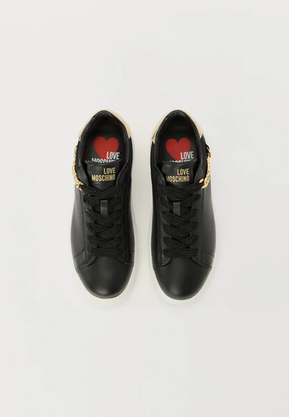 Black Platform Sneaker with Gold Chain Accent